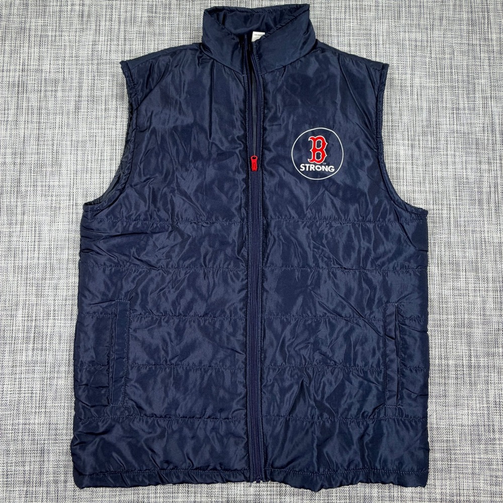 Boston Red Sox Adult XL Navy Quilted Puffer Vest B Strong Coca Cola Full Zip